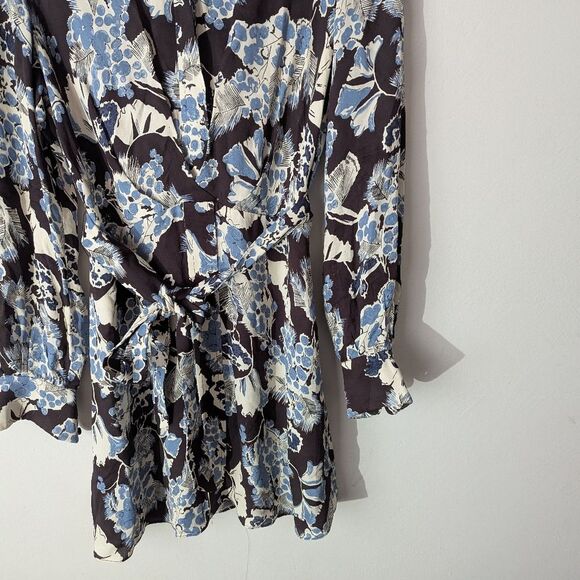 Reiss Abbie Floral Printed Mini Dress in Blue Women's Size 2 - Picture 6 of 12
